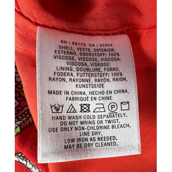 ANTHROPOLOGIE ETT: TWA WOMENS SIZE 12 MANON PAISLEY HIGH RISE WIDE LEG PANTS RED - Picture 11 of 12